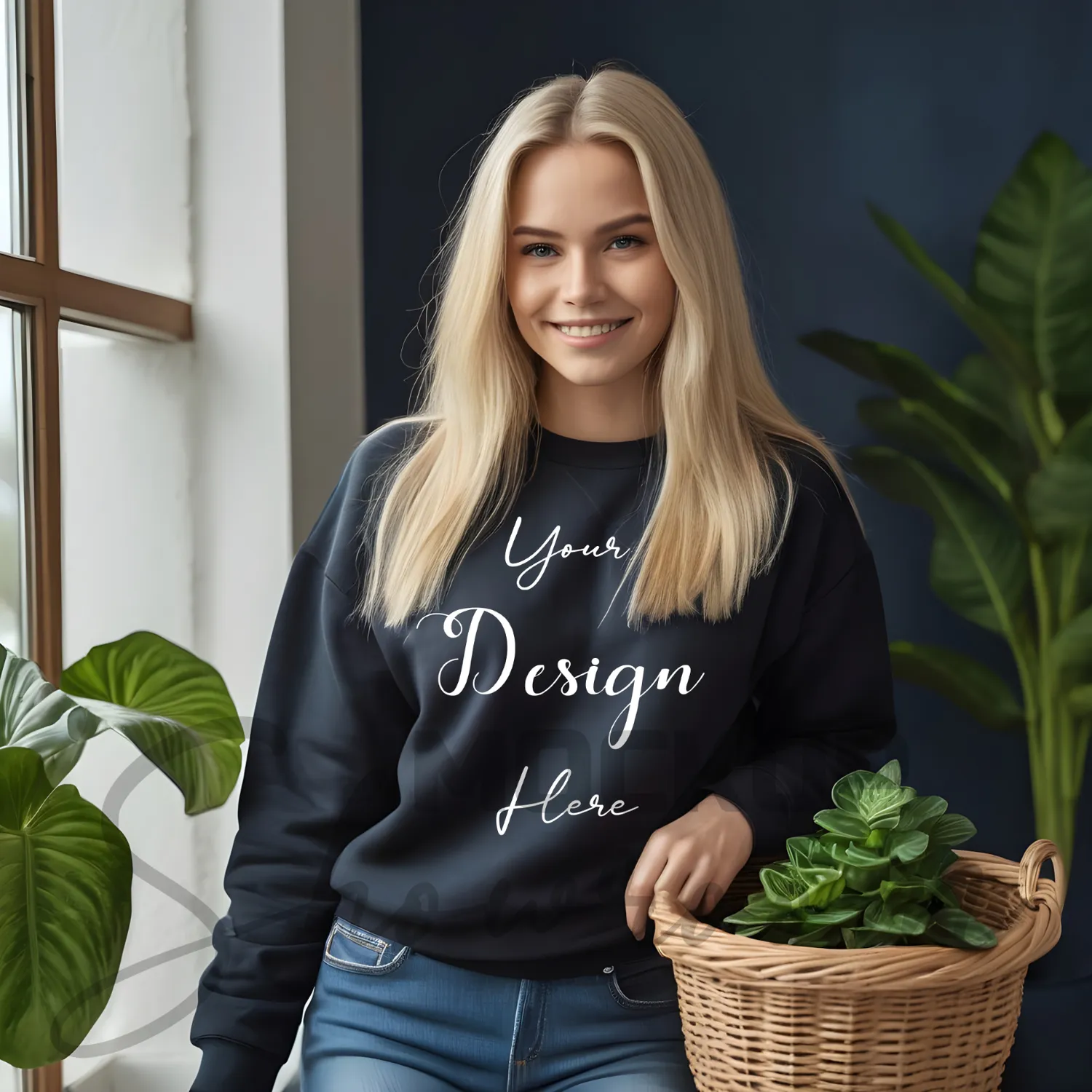 Womens Black Sweatshirt Mockup-2 Front View | For Etsy, Shopify and POD Sellers