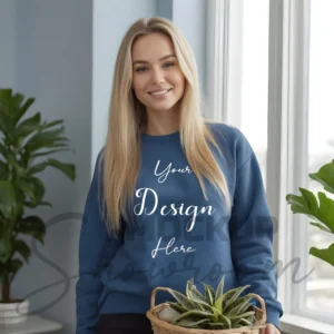 Womens Blue Sweatshirt Mockup-1 Front View | For Etsy, Shopify and POD Sellers