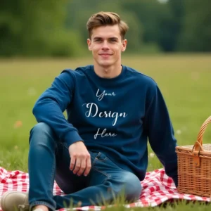 Mens Dark Blue Sweatshirt Mockup, Front View