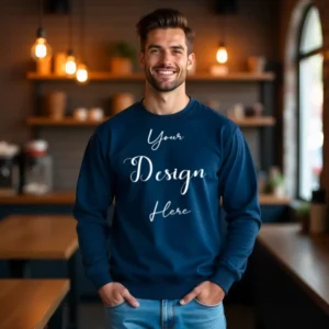 Mens Dark Blue Sweatshirt Mockup, Front View