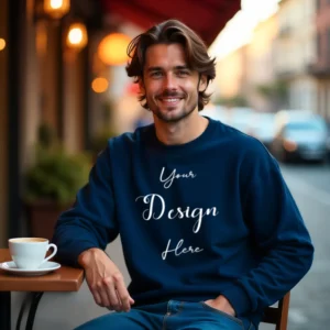 Mens Dark Blue Sweatshirt Mockup, Front View