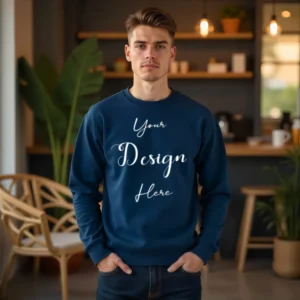 Mens Dark Blue Sweatshirt Mockup, Front View