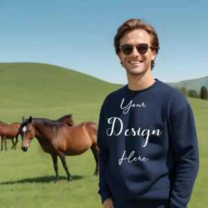 Mens Dark Blue Sweatshirt Mockup, Front View