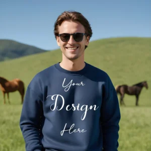 Mens Dark Blue Sweatshirt Mockup, Front View