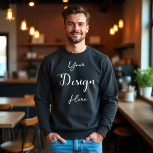 Mens Dark Gray Sweatshirt Mockup, Front View