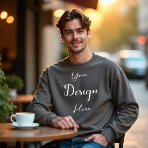 Mens Dark Gray Sweatshirt Mockup, Front View