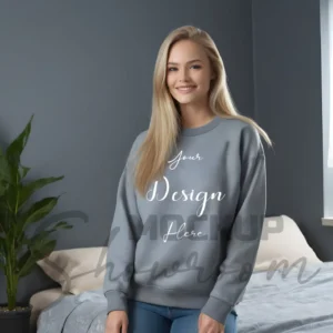 Womens Dark Gray Sweatshirt Mockup-2 Front View | For Etsy, Shopify and POD Sellers