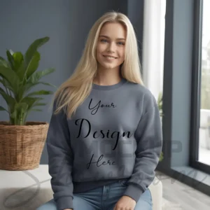 Womens Dark Gray Sweatshirt Mockup-3 Front View | For Etsy, Shopify and POD Sellers