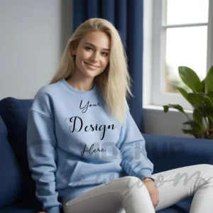 Womens Light Blue Sweatshirt Mockup-2 Front View | For Etsy, Shopify and POD Sellers
