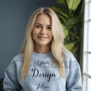 Womens Light Blue Sweatshirt Mockup-4 Front View | For Etsy, Shopify and POD Sellers