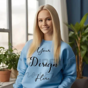 Womens Light Blue Sweatshirt Mockup-5 Front View | For Etsy, Shopify and POD Sellers
