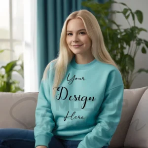 Womens Light Blue Sweatshirt Mockup-6 Front View | For Etsy, Shopify and POD Sellers