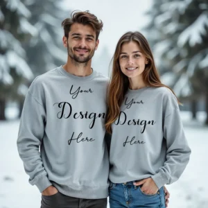 Couple Light Gray Sweatshirt Mockup, Front View