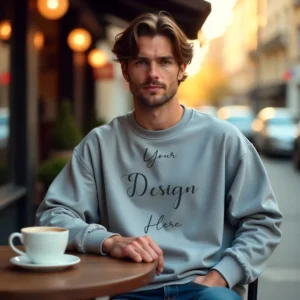 Mens Light Gray Sweatshirt Mockup, Front View