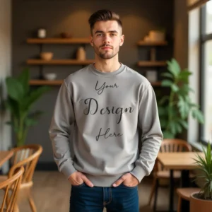 Mens Light Gray Sweatshirt Mockup, Front View