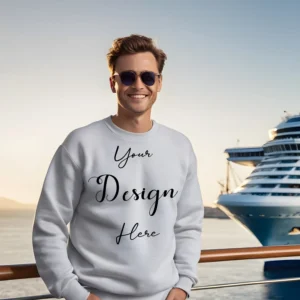 Mens Light Gray Sweatshirt Mockup, Front View