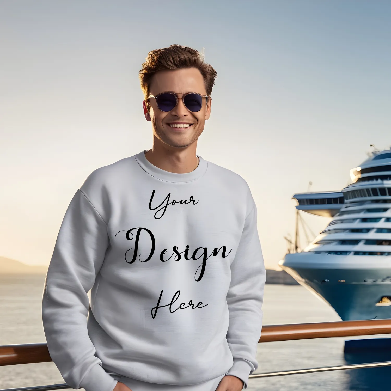 Mens Light Gray Sweatshirt Mockup, Front View