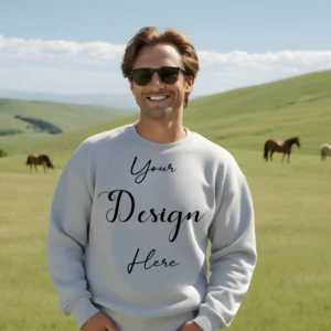 Mens Light Gray Sweatshirt Mockup, Front View