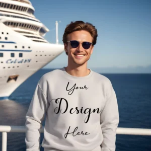 Mens Light Gray Sweatshirt Mockup, Front View