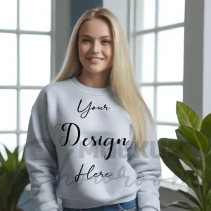 Womens Light Gray Sweatshirt Mockup-1 Front View | For Etsy, Shopify and POD Sellers