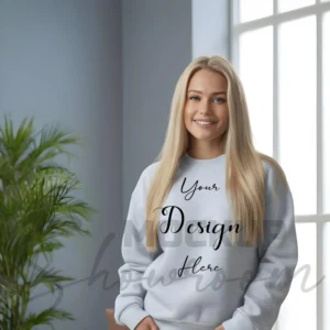 Womens Light Gray Sweatshirt Mockup-2 Front View | For Etsy, Shopify and POD Sellers