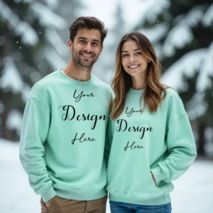Couple Mint Sweatshirt Mockup, Front View