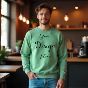 Mens Mint Sweatshirt Mockup, Front View