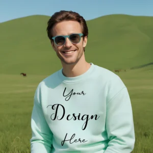 Mens Mint Sweatshirt Mockup, Front View