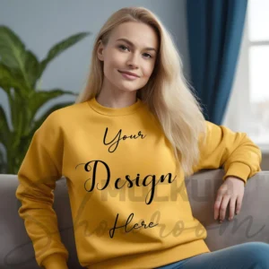 Womens Mustard Sweatshirt Mockup-1 Front View | For Etsy, Shopify and POD Sellers