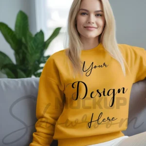 Womens Mustard Sweatshirt Mockup-4 Front View | For Etsy, Shopify and POD Sellers