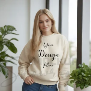Womens Sand Sweatshirt Mockup-2 Front View | For Etsy, Shopify and POD Sellers