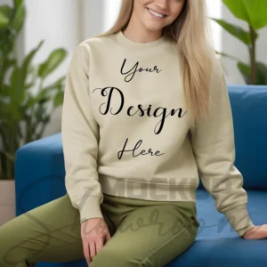 Womens Sand Sweatshirt Mockup-3 Front View | For Etsy, Shopify and POD Sellers