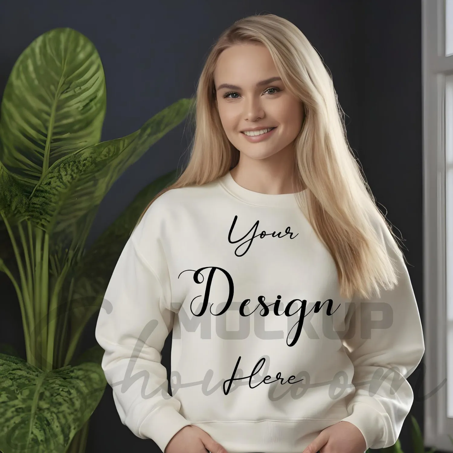 Womens Sand Sweatshirt Mockup-6 Front View | For Etsy, Shopify and POD Sellers