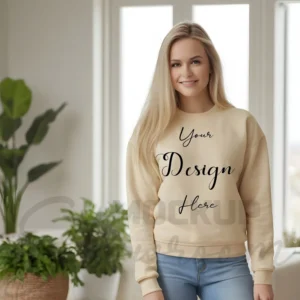Womens Sand Sweatshirt Mockup-7 Front View | For Etsy, Shopify and POD Sellers