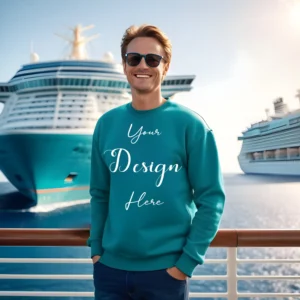 Mens Teal Sweatshirt Mockup, Front View