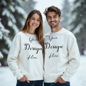 Couple White Sweatshirt Mockup, Front View