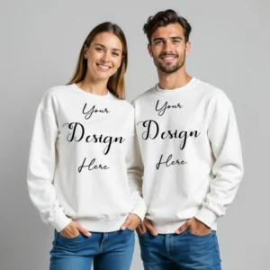 Couple White Sweatshirt Mockup, Front View