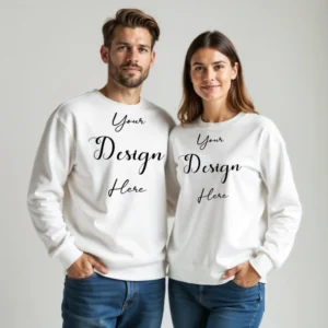 Couple White Sweatshirt Mockup, Front View