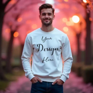 Mens White Sweatshirt Mockup, Front View