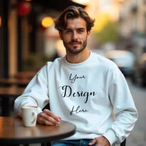 Mens White Sweatshirt Mockup, Front View