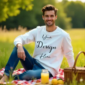 Mens White Sweatshirt Mockup, Front View