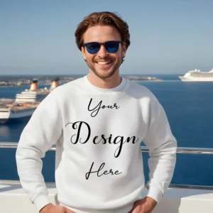 Mens White Sweatshirt Mockup, Front View
