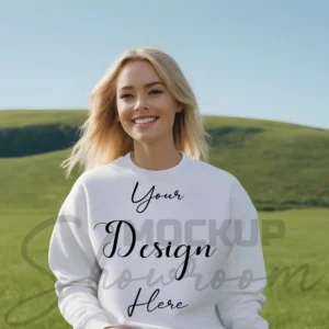 Womens White Sweatshirt Mockup-10 Front View | For Etsy, Shopify and POD Sellers
