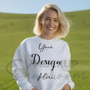 Womens White Sweatshirt Mockup-11 Front View | For Etsy, Shopify and POD Sellers