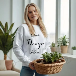 Womens White Sweatshirt Mockup-12 Front View | For Etsy, Shopify and POD Sellers