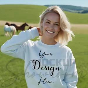 Womens White Sweatshirt Mockup-14 Front View | For Etsy, Shopify and POD Sellers