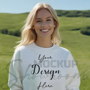 Womens White Sweatshirt Mockup-15 Front View | For Etsy, Shopify and POD Sellers