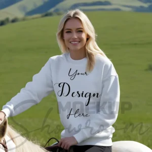 Womens White Sweatshirt Mockup-16 Front View | For Etsy, Shopify and POD Sellers