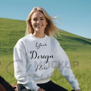 Womens White Sweatshirt Mockup-17 Front View | For Etsy, Shopify and POD Sellers