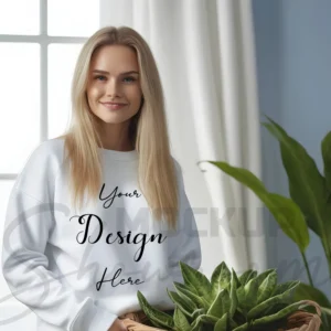 Womens White Sweatshirt Mockup-19 Front View | For Etsy, Shopify and POD Sellers